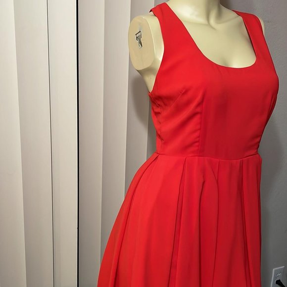 Women XS 2 Vintage Basic Little Red Mini Dress for Layering - Picture 3 of 3